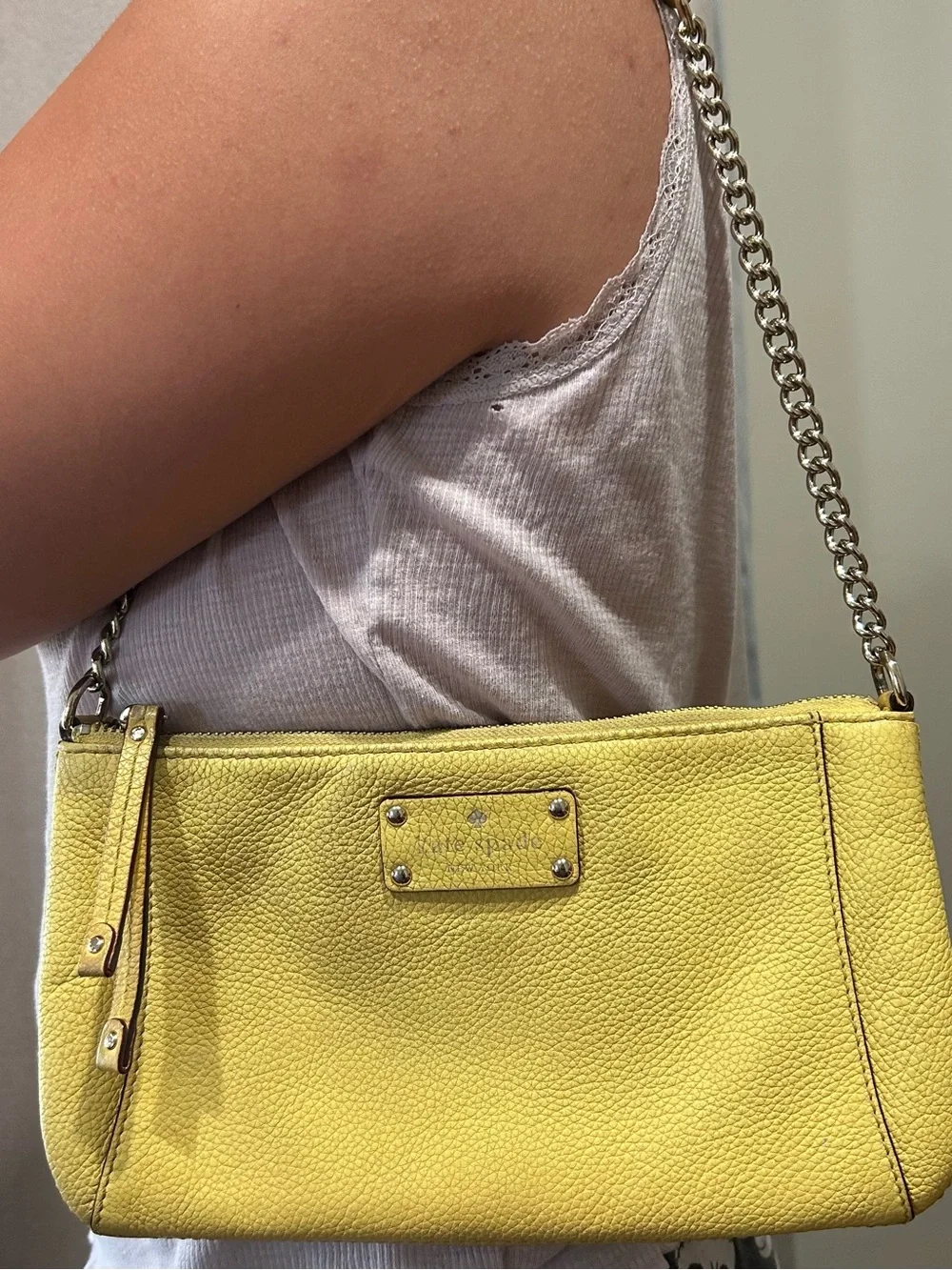 Kate Spade Yellow Leather Chain-Strap Shoulder Bag